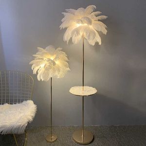 Floor Lamps nordic decoration floor lamp for living room decor light ostrich feather lamps tall lamps for bedroom standing lamp LED lighting W0428