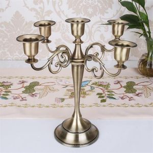 Metalowe świece ślubne 5-ramię 3-ramion stojak na świeca dekoracja Candelabra Centralpiece Candlestick Decor Crafts Silver Gold263o