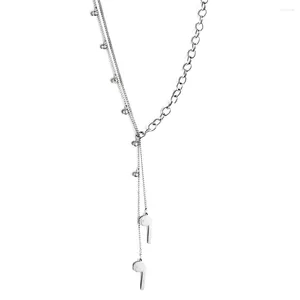 Pendant Necklaces Stainless Steel Necklace Unilateral Double Chain CZ Crystal Choker Long For Women Jewelry Exquisite