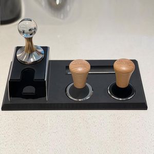 Tools Stainless Steel Coffee Tamper Stand Coffee Powder Maker Rack Silicone Tamping Mat AntiSlip Espresso Tamping Stand Coffeware