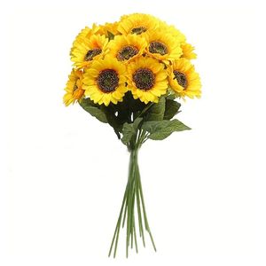 60cm Artificial Sunflower Flowers Long Stem Silk Fake Large Sunflowers Decoration for Outdoor Indoor Home Wedding Birthday Party