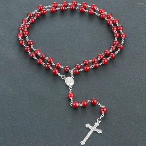 Подвесные ожерелья религиозные розарии крест для женщин Дева Мария Молитва Ожерелье Длинные Цепи бусины Розариум Католические украшения