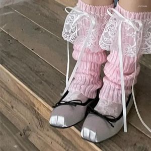 Frauen Socken Häkeln Abdeckung Harajuku Boot Warme Winter Gestrickte Spitze Lolita Krawatte Schleife Schöne Füße Herbst Japanische Manschetten