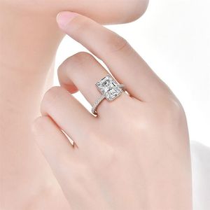 Wong Rain Classic 100% 925 Sterling Silver 8 11 mm Created Moissanite Gemstone Wedding Förlovningsring Fina smycken Hela Q1290G