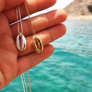 Anhänger Halsketten Vintage Mode Gold Silber Farbe Conch Shell Halskette für Frauen Form einfache Muschel Ocean Beach Boho Schmuck