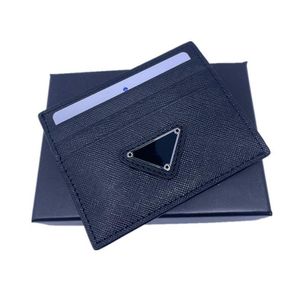 Black Genuine Leather Credit Card Holder Wallet Classic Business Mens ID Cards Case Coin Purse 2023 New Fashion Slim Pocket Bag Po178Y