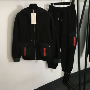 Mulheres outono inverno designer dois PCs conjuntos jaquetas com zíper com capuz com calças soltas moda jaquetas com capuz com calças esportivas casuais roupas femininas