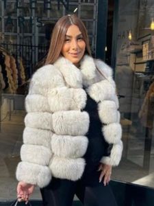 FUR FUR FUA FAUX Winter Kurtka damska prawdziwy futra stojak na kołnierz High Street Coat Real Jacket's Płaszcze w promocji wgluvf fur 231128