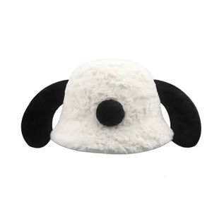 Wide Brim Hats Bucket Winter Girls Puppy Plush Pot Hat Cartoon Pet Long Ear Warm Versatile Fluffy Fisherman 231129