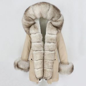 Womens Fur Faux OFTBUY Fashion Winter Jacket Women Real Coat Natural Fox Collar Loose Long Parkas Big Outerwear Detachable 231129