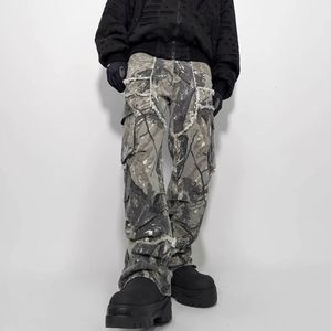 Männer Hosen MADE EXTREME Jungle Camo Blatt Hosen Lose Gerade Hosen Streetwear Männer Cargo Hosen Männer Vintage Baggy Hosen 231129