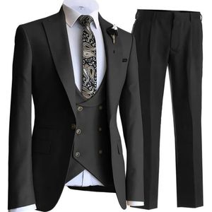 Mens Tracksuits Jacket sets Custom Man Suit Double Breasted Vest Tuxedos For Wedding Groomsmen Suits Men Blazervestpant 231129