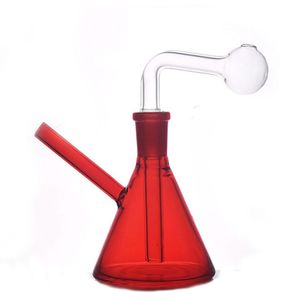 14mm weibliche kleine dreieckige Glasbecher Bong Shisha Wasserpfeife Tragbare dicke Pyrex Bubbler Rauchpfeife mit Downstem Öltopf 2St