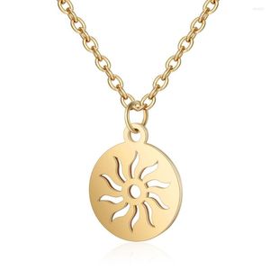 Anhänger Halsketten CHENGXUN Trendy Sun Flower Halskette Für Frauen Edelstahl Kette Choker Mode Mädchen Männer Schmuck Kinder Geschenk