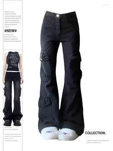 Dżinsy damskie workowate czarne gotyckie ładunek vintage y2k duża dżinsowa spodni 90. estetyka 2000 roku harajuku szerokie kowbojskie spodnie ubrania