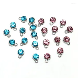 Encantos lindo mini cristal de metal para fazer jóias diy colar brinco rosa azul pingente descobertas