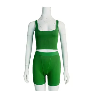 Damen Zweiteilige Hosen 2023 Damen Kleidung Tank Tops 2 Shorts Set Skims Zweiteilige Lounge Wear Legging Yoga Gym Fitness Sets 405