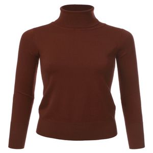 Perfection Women is Stretch Knit Turtle Neck Long Sleeve Pullover Sweater with Plus Size