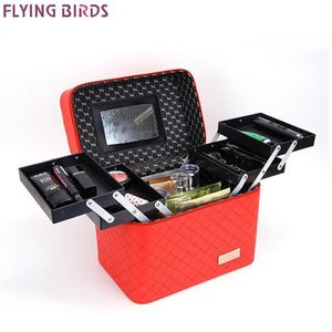 空飛ぶ鳥のメイクアップバッグPUレザー化粧品バッグケースメイクアップオーガナイザーストレージボックス美容師トイレトリーフラワートラベルバッグY19193H