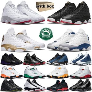 مع Box Jumpman 13 كرة السلة أحذية Men Sneakers 13S Wolf Gray Playoffs DMP French Blue Black Cat University Blue Mens Trainers Outdoors Basketball Sports 36-47