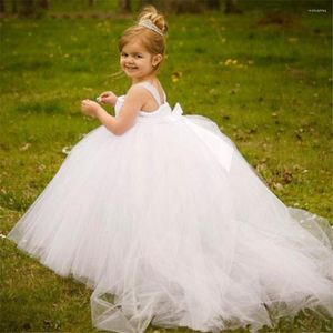 Girl Dresses Tulle Fluffy Lace Flower Ball Gown Floor Length Princess First Holy Communion Beauty Pageant Banquet