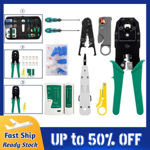 Tang Lan Tester RJ45 Sıkıştırma pensesi Taşınabilir Ağ Onarım Aracı Kiti Profesional Kablo İzleyici ve Çanta ile Crimper Clamp