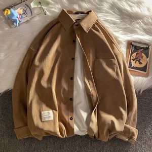 Men's Casual Shirts Extra large corduroy shirt jacket for men and women long-sleeved ins retro Hong Kong style fashion shirt trend shirt men shirts 231128