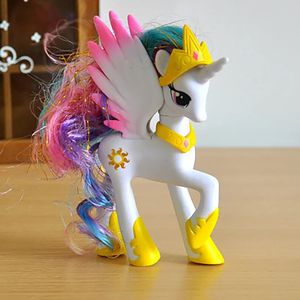 Figury wojskowe PVC Cartoon Unicorn 14 cm Dzieci Ozdoby Dollowe zabawki Rainbow Sprint Model Mini Horse Princess for Girls Birthday Gift 231128