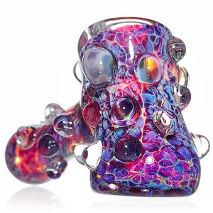 Glass Hammer Pipe Dry Hammer Hand Pipe Glass Marble Pipe 3.5 Inch Hammer Glass Dry Pipe Purple Nebula Hammer Shaped Pipes for Smoking Hand Blown glass pipe Cosmic Pipe