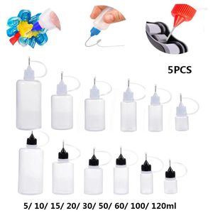 Butelki do przechowywania 5pcs 5/10/20/30/50/15 ml Resuable Igła Zastępca Klej z plastikowa butelka do papierowego pikowania DIY Scrapbooking Narzędzie rzemieślnicze