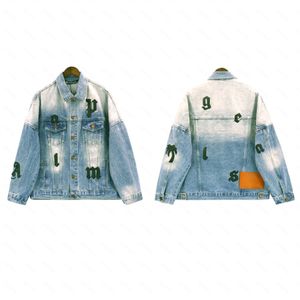 Palms Palm Angel PA 23FW Designer Herren Jeansjacke Frau Lässige lose Jacken Klassische Waschung Oberbekleidung Übergröße Paar Stylist Streetwear Hip Hop Kleidung Angels BBB