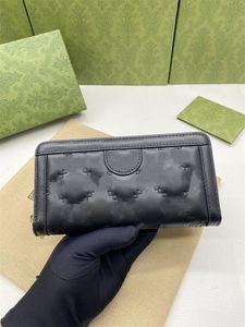 Mulheres de couro preto longo carteira marca masculino bolsas dinheiro clipe cartão de crédito dólar carteiras titular do cartão para mulher com caixa