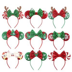 Hair Accessories 10Pcs/Lot Christmas Mouse Ears Headband Sequins Bow Hairband For Women Featival Party DIY Hair Accessories Boutique 231124