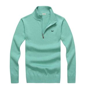 Suéter masculino primavera outono 100 algodão pullovers casual esportes fit tipo meio zíper suéter de malha casaco 8504 231128