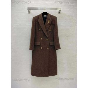 Mulheres designer longo trench coat moda trespassado longo espinha de peixe terno colarinho de mangas compridas casaco logotipo marca treinador roupas