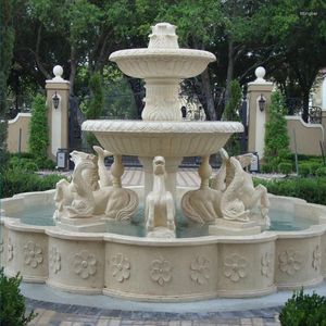 Fonte de água de mármore branca elegante das decorações do jardim para a casa