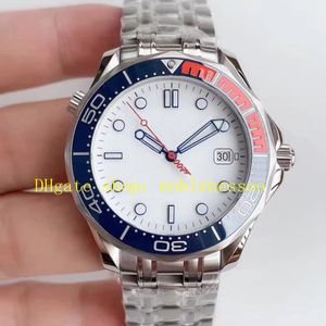 Top OM Factory Cal.2507 Movement Watch Men's 41mm Diver Limited 007 White Dial Sapphire Glass 300m Rostfritt stål Armband Män