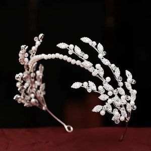 Bröllop hår smycken kristall pärla pannband tiaras bladhuvudstycken kronor för brud aftonklänning huvudkläder bröllop tillbehör brud hår smycken 231128