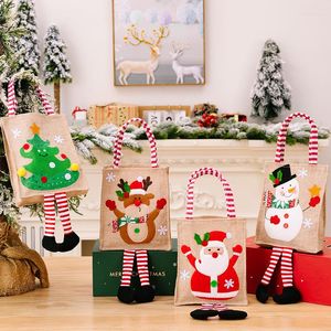 Prezent Wrap Cartoon Cloth Torba z uroczą nogą Xmastree Santa Claus Snowman Ornament Pakowanie torby Navidad S.