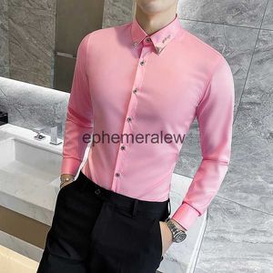 Men's Casual Shirts Plus Size 7XL-S Style Slim Fit Long Sleeves Fine Shirt Men Spring Fall Solid Color Dress Male Businessephemeralew