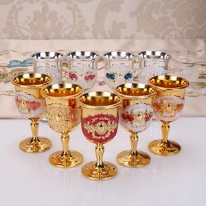 Vattenflaskor 30 ml Metal Vinglas Retro Wine Cup Goblet Vintage European Style Champagne Cocktail Glasses Bar Home Decor Drinkware 231129