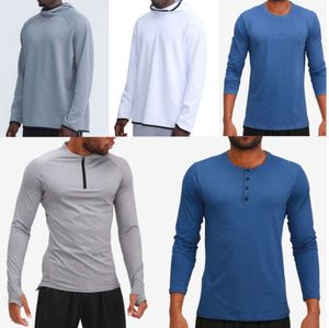 Herren-Outfit, Kapuzenpullover, T-Shirts, Yoga-Kapuzenpullover, T-Shirt, Lulu, Sport, Hüftheben, elastische Fitness-Strumpfhose, lululemens wutngj All-Match, Schlankheitstrend, lässiger Stil, etsg