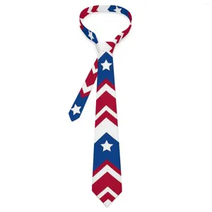 Bow Ties USA Flag Tie Red White and Blue Zigzag Leisure Neck Kawaii roligt för män grafisk krage slips gåva