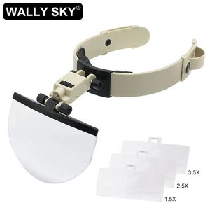 Magnifying Glasses Headband Magnifier Head Wearing Magnifying Glass 2X 3.5X 4.5X 5.5X Large Lens LED Lights for Stamp Collection Jewel Processing 231128