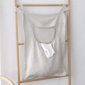 Organization Linen Cotton Hanging Laundry Hamper Bags Best Choice for Holding Dirty Clothes Collector Saving Space Doors Dorm Bathroom M30869