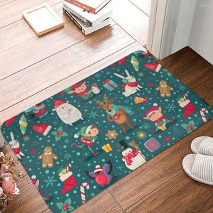 Carpets Non-slip Doormat Happy Merry Christmas Santa Carpet Living Room Bedroom Mat Welcome Indoor Decorative