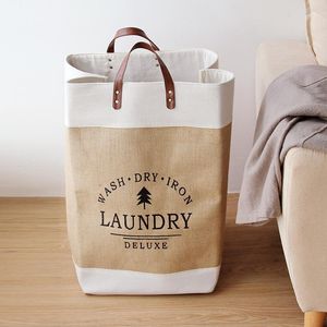 Organização Extra grande cesta de lavanderia Cesta de armazenamento de tecido para roupas Sundries Toys Organizer Portable Laundry Horty com punhal