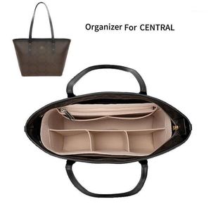 Kosmetiska väskor Fall Felt Purse Bag Organizer Insert med blixtlås Kvinnor Makeup Cosmetics Tote Shaper Fit For Central262J