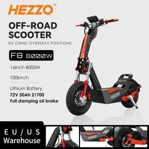 Hezzo F8無料配送安いEU倉庫オフロードスクーター8000W 72V 50AH 100km/h 16inchリチウムバッテリーNFCシステムフルショック吸収高性能