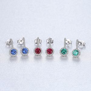 Europe Vintage Colorful Zircon Flower S925 Silver Stud Earrings Jewelry Charm Women Full Diamond Exquisite Earrings for Women Wedding Party Valentine's Day Gift SPC